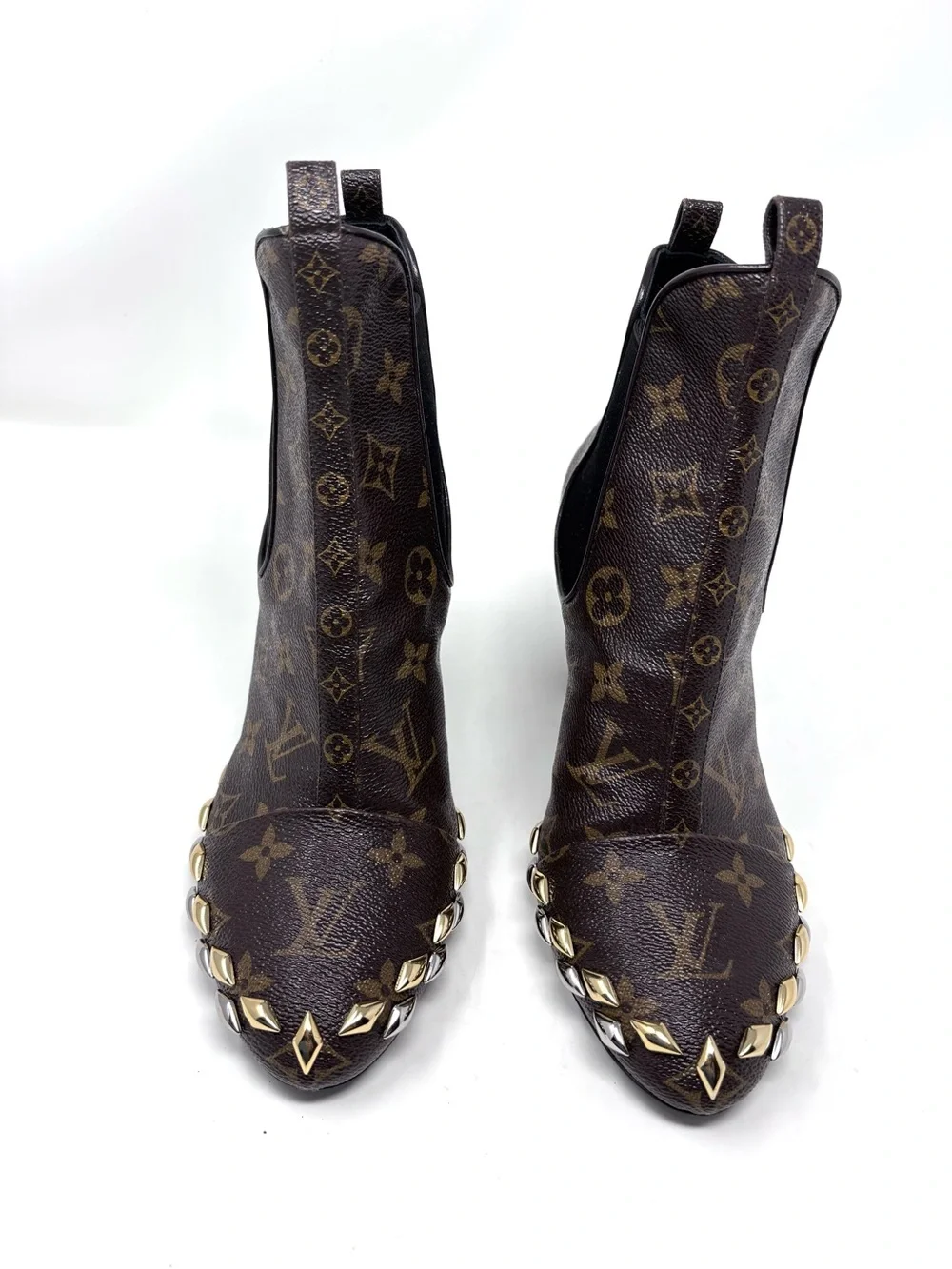 Louis Vuitton Eldorado Monogram Canvas Chelsea Pull On Heel Ankle Bootie size 39